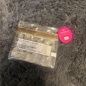 Clear Travel Bottle Set with Gold Zipper